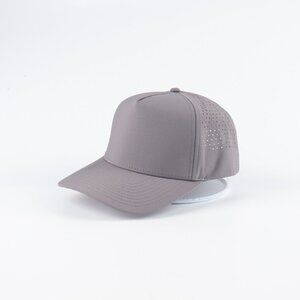 Blank 5 Panel Performance Structured Hats- 12 pack in Color Gray
